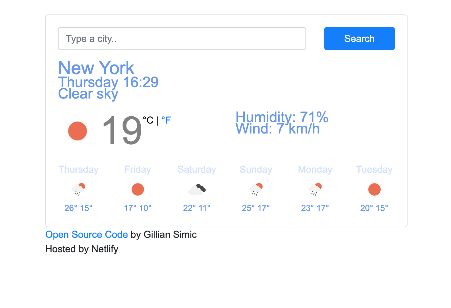 Weather App Preview